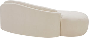 Meridian Furniture Caspian Curved Chenille Sofa with Sculptural Silhouette and Solid Wood Frame for Living Rooms Beige 79 inches 44033Beige-L