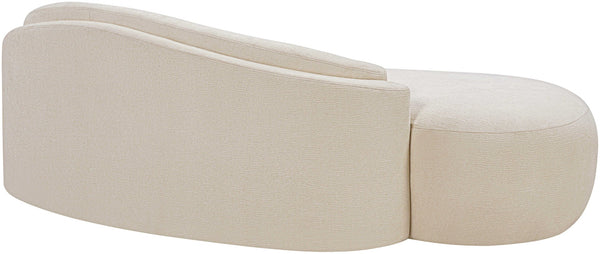 Meridian Furniture Caspian Curved Chenille Sofa with Sculptural Silhouette and Solid Wood Frame for Living Rooms Beige 79 inches 44033Beige-L