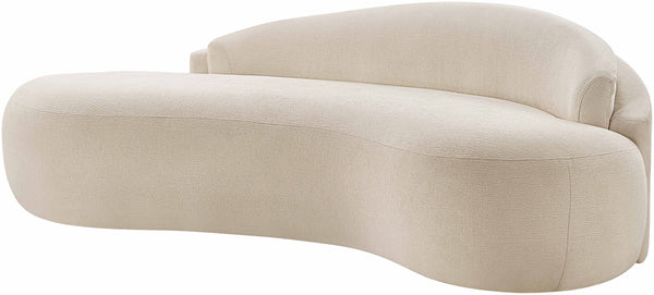 Meridian Furniture Caspian Curved Chenille Sofa with Sculptural Silhouette and Solid Wood Frame for Living Rooms Beige 79 inches 44033Beige-L