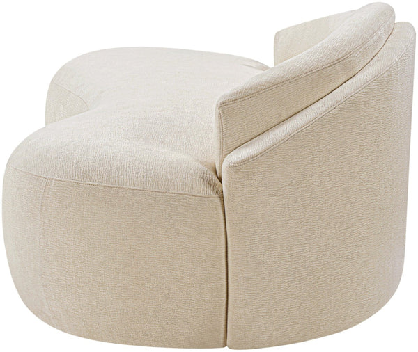 Meridian Furniture Caspian Curved Chenille Sofa with Sculptural Silhouette and Solid Wood Frame for Living Rooms Beige 79 inches 44033Beige-L