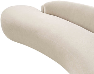 Meridian Furniture Caspian Curved Chenille Sofa with Sculptural Silhouette and Solid Wood Frame for Living Rooms Beige 79 inches 44033Beige-L