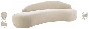 Meridian Furniture Caspian Curved Chenille Sofa with Sculptural Silhouette and Solid Wood Frame for Living Rooms Beige 101 inches 44033Beige-S