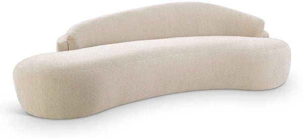 Meridian Furniture Caspian Curved Chenille Sofa with Sculptural Silhouette and Solid Wood Frame for Living Rooms Beige 101 inches 44033Beige-S