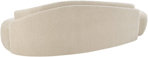 Meridian Furniture Caspian Curved Chenille Sofa with Sculptural Silhouette and Solid Wood Frame for Living Rooms Beige 101 inches 44033Beige-S