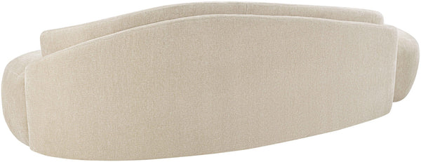Meridian Furniture Caspian Curved Chenille Sofa with Sculptural Silhouette and Solid Wood Frame for Living Rooms Beige 101 inches 44033Beige-S