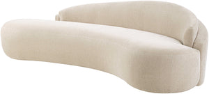 Meridian Furniture Caspian Curved Chenille Sofa with Sculptural Silhouette and Solid Wood Frame for Living Rooms Beige 101 inches 44033Beige-S