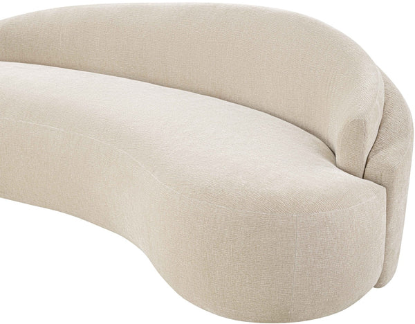 Meridian Furniture Caspian Curved Chenille Sofa with Sculptural Silhouette and Solid Wood Frame for Living Rooms Beige 101 inches 44033Beige-S