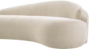 Meridian Furniture Caspian Curved Chenille Sofa with Sculptural Silhouette and Solid Wood Frame for Living Rooms Beige 101 inches 44033Beige-S