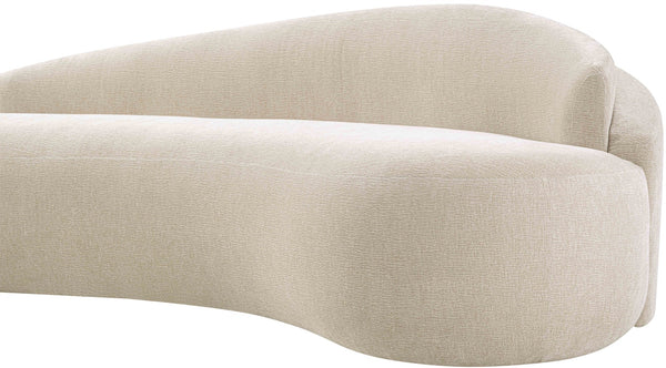 Meridian Furniture Caspian Curved Chenille Sofa with Sculptural Silhouette and Solid Wood Frame for Living Rooms Beige 101 inches 44033Beige-S