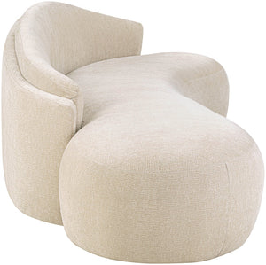 Meridian Furniture Caspian Curved Chenille Sofa with Sculptural Silhouette and Solid Wood Frame for Living Rooms Beige 101 inches 44033Beige-S