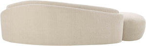 Meridian Furniture Caspian Curved Chenille Sofa with Sculptural Silhouette and Solid Wood Frame for Living Rooms Beige 101 inches 44033Beige-S