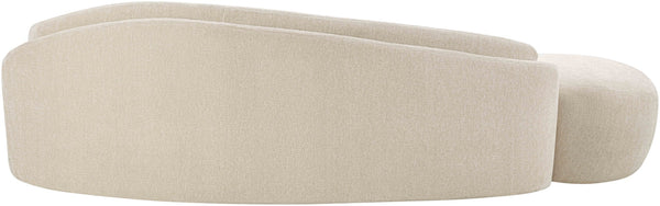 Meridian Furniture Caspian Curved Chenille Sofa with Sculptural Silhouette and Solid Wood Frame for Living Rooms Beige 101 inches 44033Beige-S