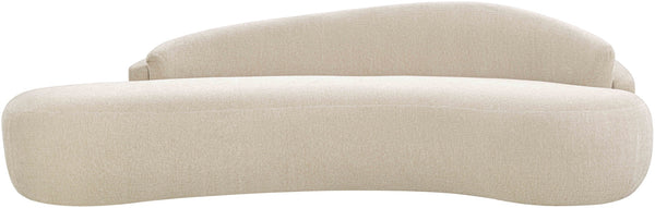 Meridian Furniture Caspian Curved Chenille Sofa with Sculptural Silhouette and Solid Wood Frame for Living Rooms Beige 101 inches 44033Beige-S