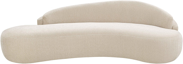 Meridian Furniture Caspian Curved Chenille Sofa with Sculptural Silhouette and Solid Wood Frame for Living Rooms Beige 101 inches 44033Beige-S