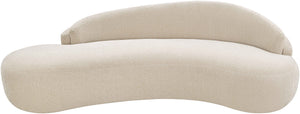 Meridian Furniture Caspian Curved Chenille Sofa with Sculptural Silhouette and Solid Wood Frame for Living Rooms Beige 101 inches 44033Beige-S