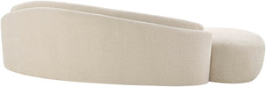 Meridian Furniture Caspian Curved Chenille Sofa with Sculptural Silhouette and Solid Wood Frame for Living Rooms Beige 101 inches 44033Beige-S