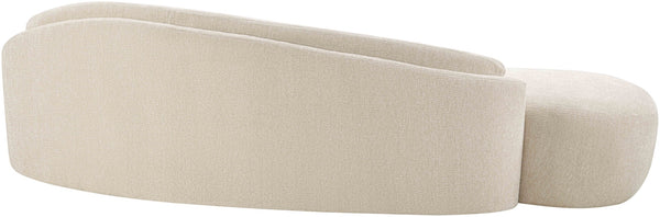 Meridian Furniture Caspian Curved Chenille Sofa with Sculptural Silhouette and Solid Wood Frame for Living Rooms Beige 101 inches 44033Beige-S