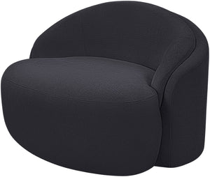 Meridian Furniture Caspian Curved Sculptural Chenille Accent Chair with Solid Wood Frame for Modern Living Spaces Black 44033Black-C