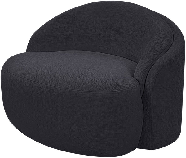 Meridian Furniture Caspian Curved Sculptural Chenille Accent Chair with Solid Wood Frame for Modern Living Spaces Black 44033Black-C