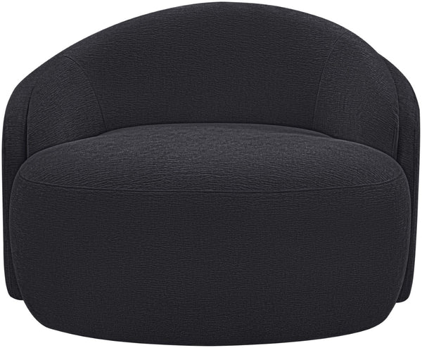 Meridian Furniture Caspian Curved Sculptural Chenille Accent Chair with Solid Wood Frame for Modern Living Spaces Black 44033Black-C