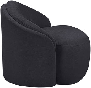 Meridian Furniture Caspian Curved Sculptural Chenille Accent Chair with Solid Wood Frame for Modern Living Spaces Black 44033Black-C