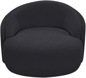 Meridian Furniture Caspian Curved Sculptural Chenille Accent Chair with Solid Wood Frame for Modern Living Spaces Black 44033Black-C