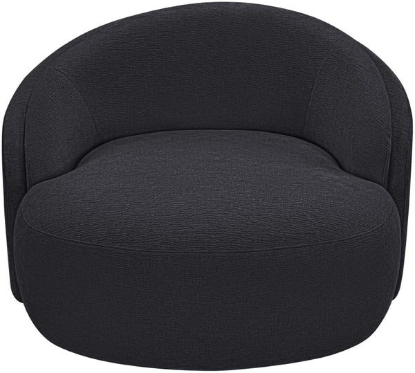 Meridian Furniture Caspian Curved Sculptural Chenille Accent Chair with Solid Wood Frame for Modern Living Spaces Black 44033Black-C