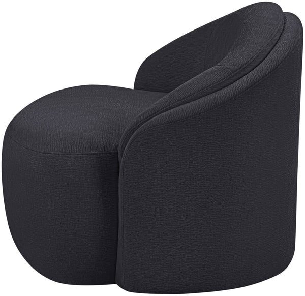 Meridian Furniture Caspian Curved Sculptural Chenille Accent Chair with Solid Wood Frame for Modern Living Spaces Black 44033Black-C