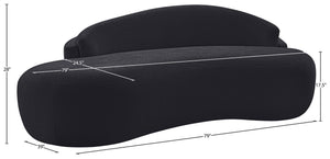 Meridian Furniture Caspian Curved Chenille Sofa with Sculptural Silhouette and Solid Wood Frame for Living Rooms Black 79 inches 44033Black-L