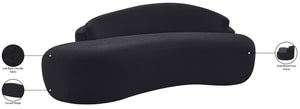 Meridian Furniture Caspian Curved Chenille Sofa with Sculptural Silhouette and Solid Wood Frame for Living Rooms Black 79 inches 44033Black-L