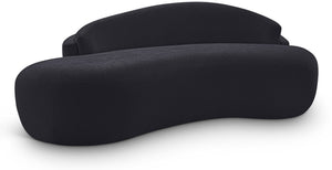 Meridian Furniture Caspian Curved Chenille Sofa with Sculptural Silhouette and Solid Wood Frame for Living Rooms Black 79 inches 44033Black-L
