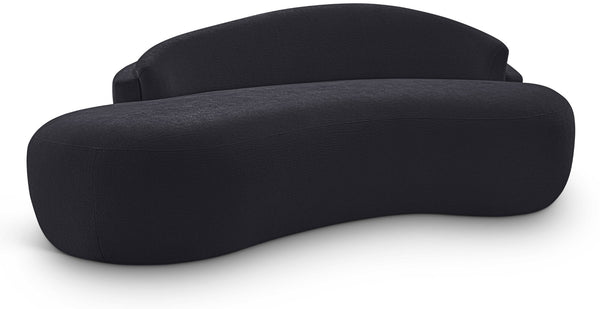 Meridian Furniture Caspian Curved Chenille Sofa with Sculptural Silhouette and Solid Wood Frame for Living Rooms Black 79 inches 44033Black-L