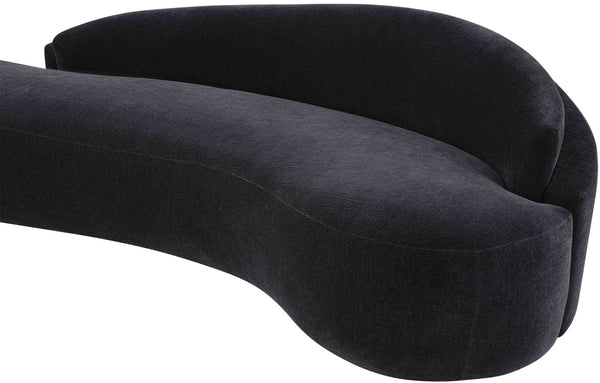 Meridian Furniture Caspian Curved Chenille Sofa with Sculptural Silhouette and Solid Wood Frame for Living Rooms Black 79 inches 44033Black-L