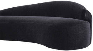 Meridian Furniture Caspian Curved Chenille Sofa with Sculptural Silhouette and Solid Wood Frame for Living Rooms Black 79 inches 44033Black-L