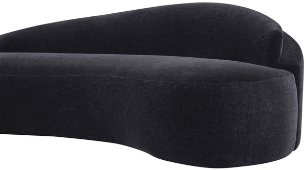 Meridian Furniture Caspian Curved Chenille Sofa with Sculptural Silhouette and Solid Wood Frame for Living Rooms Black 79 inches 44033Black-L