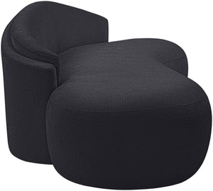 Meridian Furniture Caspian Curved Chenille Sofa with Sculptural Silhouette and Solid Wood Frame for Living Rooms Black 79 inches 44033Black-L