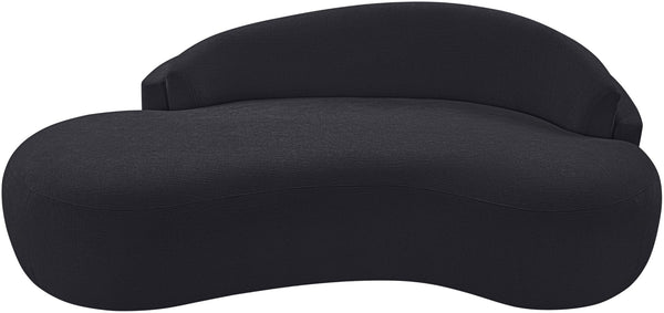 Meridian Furniture Caspian Curved Chenille Sofa with Sculptural Silhouette and Solid Wood Frame for Living Rooms Black 79 inches 44033Black-L
