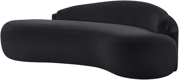 Meridian Furniture Caspian Curved Chenille Sofa with Sculptural Silhouette and Solid Wood Frame for Living Rooms Black 79 inches 44033Black-L