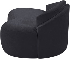 Meridian Furniture Caspian Curved Chenille Sofa with Sculptural Silhouette and Solid Wood Frame for Living Rooms Black 79 inches 44033Black-L
