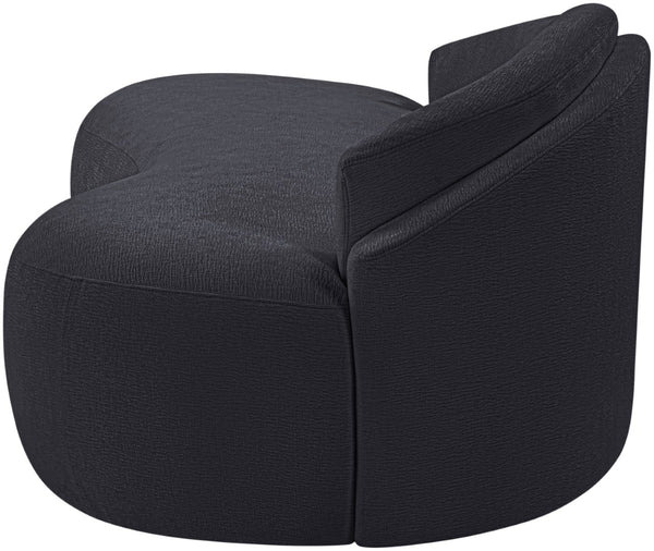 Meridian Furniture Caspian Curved Chenille Sofa with Sculptural Silhouette and Solid Wood Frame for Living Rooms Black 79 inches 44033Black-L