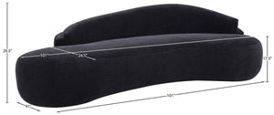 Meridian Furniture Caspian Curved Chenille Sofa with Sculptural Silhouette and Solid Wood Frame for Living Rooms Black 101 inches 44033Black-S