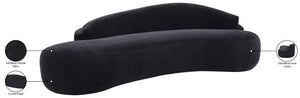 Meridian Furniture Caspian Curved Chenille Sofa with Sculptural Silhouette and Solid Wood Frame for Living Rooms Black 101 inches 44033Black-S
