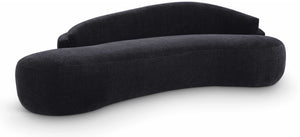 Meridian Furniture Caspian Curved Chenille Sofa with Sculptural Silhouette and Solid Wood Frame for Living Rooms Black 101 inches 44033Black-S
