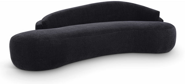 Meridian Furniture Caspian Curved Chenille Sofa with Sculptural Silhouette and Solid Wood Frame for Living Rooms Black 101 inches 44033Black-S