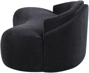 Meridian Furniture Caspian Curved Chenille Sofa with Sculptural Silhouette and Solid Wood Frame for Living Rooms Black 101 inches 44033Black-S