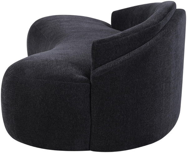 Meridian Furniture Caspian Curved Chenille Sofa with Sculptural Silhouette and Solid Wood Frame for Living Rooms Black 101 inches 44033Black-S