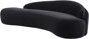 Meridian Furniture Caspian Curved Chenille Sofa with Sculptural Silhouette and Solid Wood Frame for Living Rooms Black 101 inches 44033Black-S