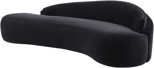 Meridian Furniture Caspian Curved Chenille Sofa with Sculptural Silhouette and Solid Wood Frame for Living Rooms Black 101 inches 44033Black-S