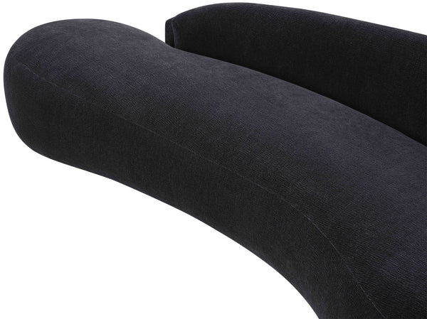 Meridian Furniture Caspian Curved Chenille Sofa with Sculptural Silhouette and Solid Wood Frame for Living Rooms Black 101 inches 44033Black-S
