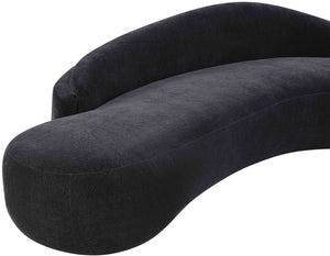 Meridian Furniture Caspian Curved Chenille Sofa with Sculptural Silhouette and Solid Wood Frame for Living Rooms Black 101 inches 44033Black-S
